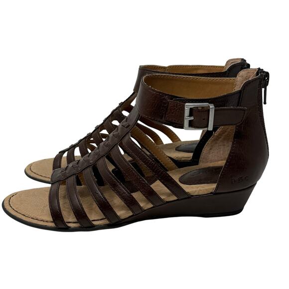 BOC Born Concept Brown Gladiator Wedge Sandals Women’s 6 Zip Back Comfort - Picture 3 of 8